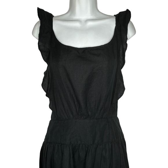 Free People Erin Ruffle Backless With Bow Tie Detail Mini Dress XS Black Cotton - Picture 5 of 10